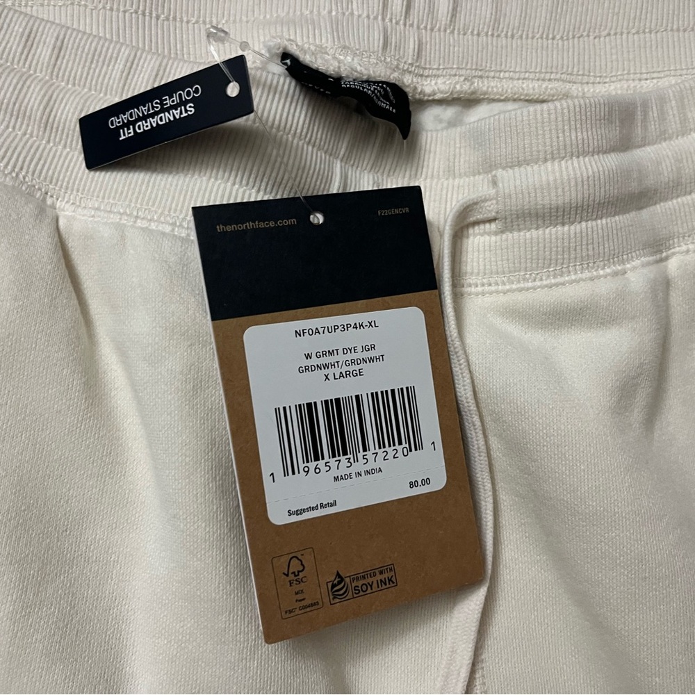 THE NORTH FACE Women’s Garment Dye Joggers Gardenia White size L & XL - Picture 4 of 5